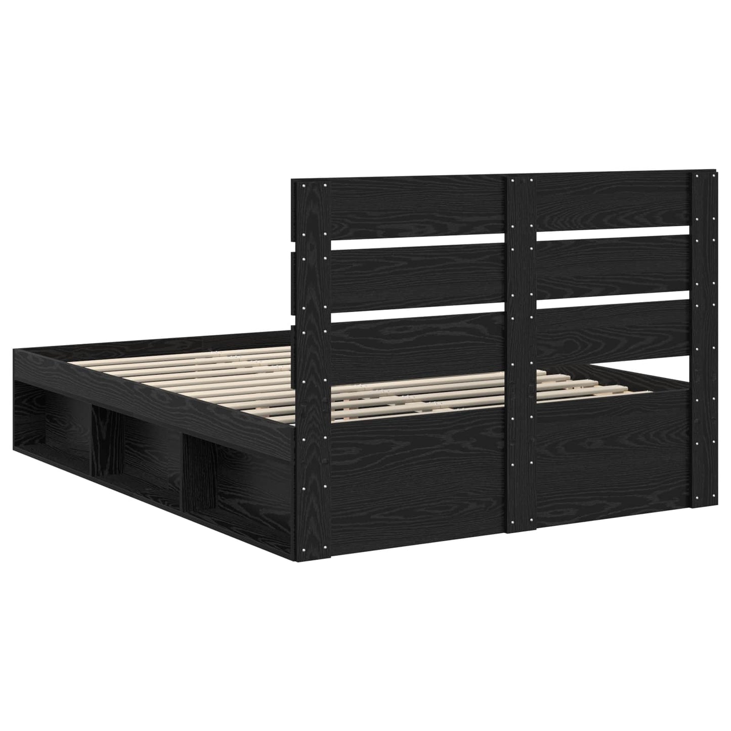 Bed Frame with Headboard Black 140 x 200 cm Solid Pine Wood
