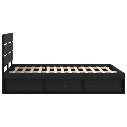 Bed Frame with Headboard Black 140 x 200 cm Solid Pine Wood