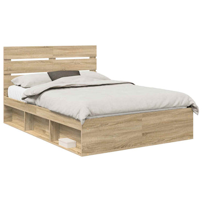 Bed Frame with Headboard Sonoma 140 x 200 cm Solid Pine Wood