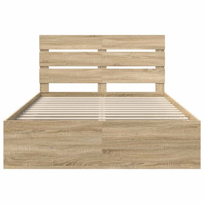 Bed Frame with Headboard Sonoma 140 x 200 cm Solid Pine Wood