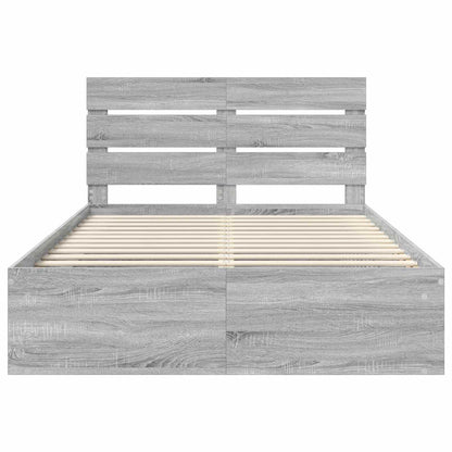 Bed Frame Grey Sonoma 140 x 200 cm Solid Pine Wood