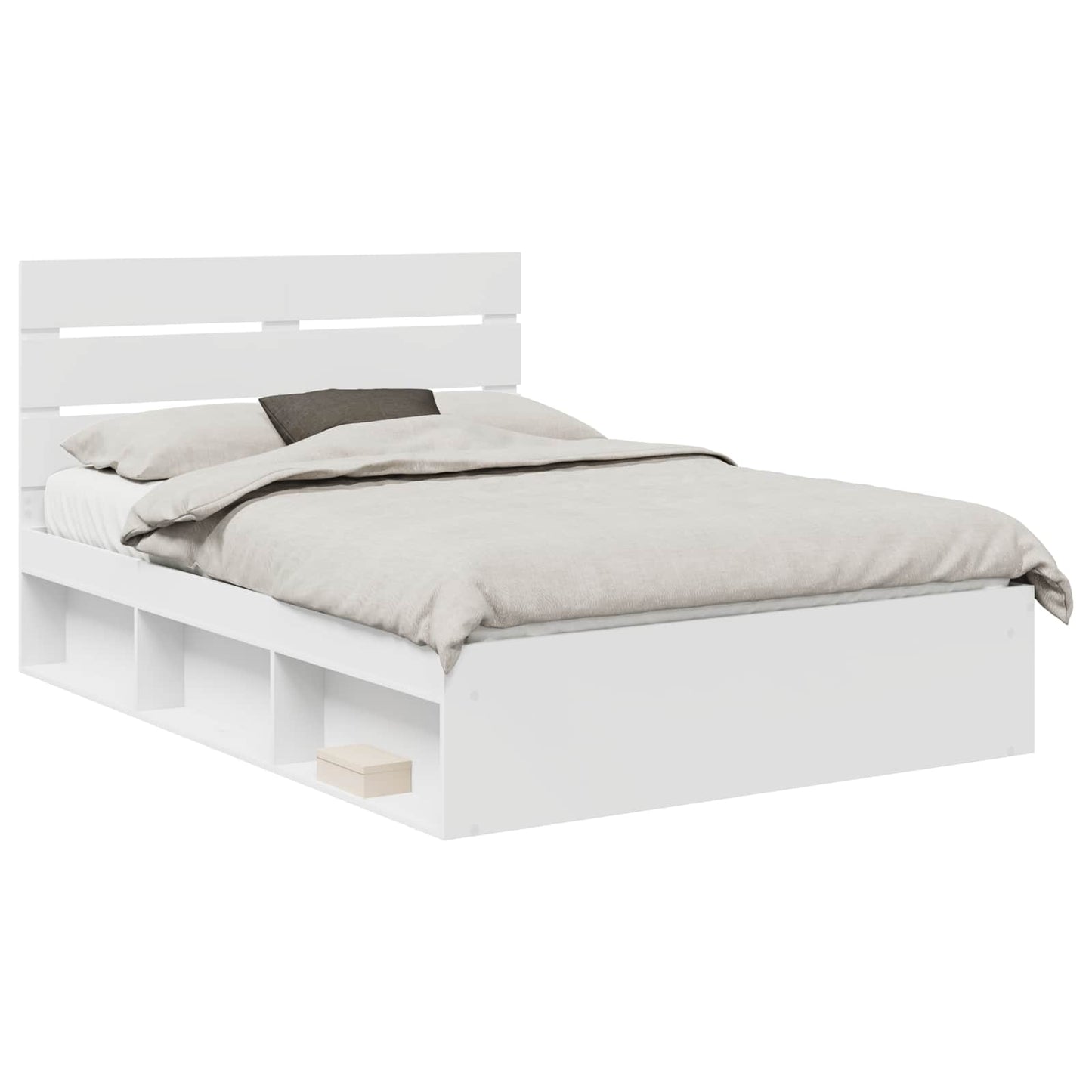 Bed Frame with Headboard White 140 x 190 cm Solid Pine Wood