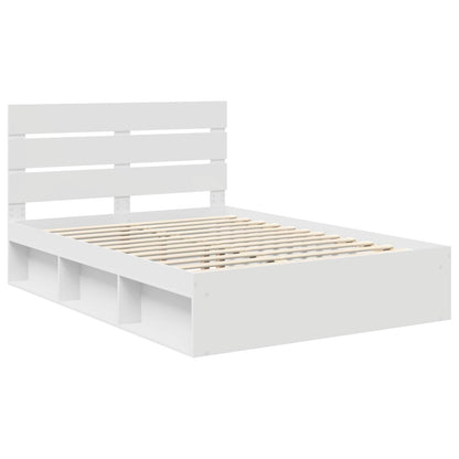 Bed Frame with Headboard White 140 x 190 cm Solid Pine Wood