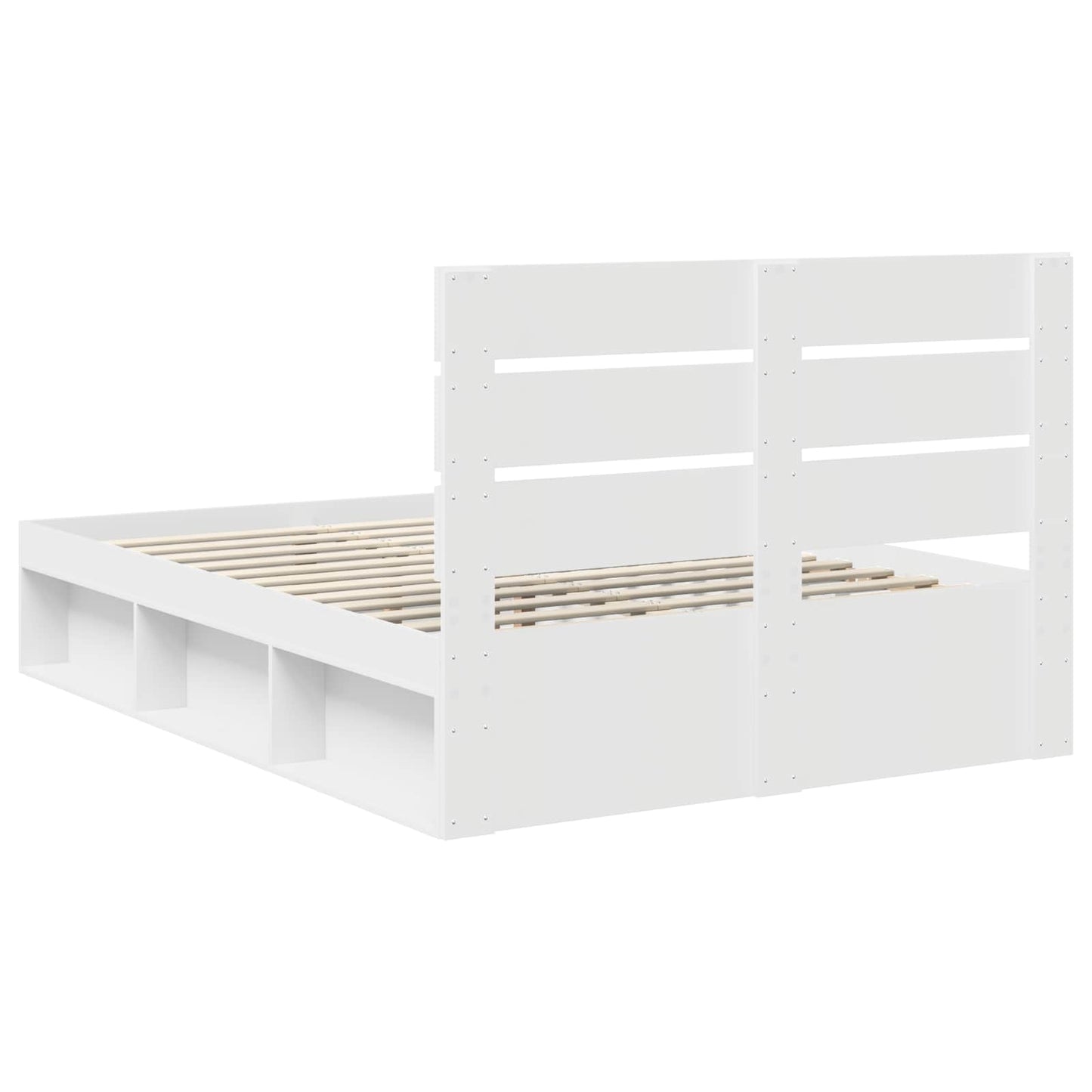 Bed Frame with Headboard White 140 x 190 cm Solid Pine Wood