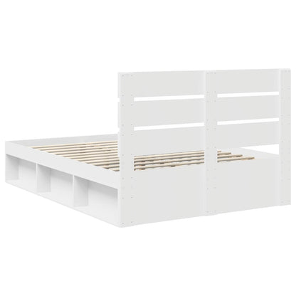 Bed Frame with Headboard White 140 x 190 cm Solid Pine Wood