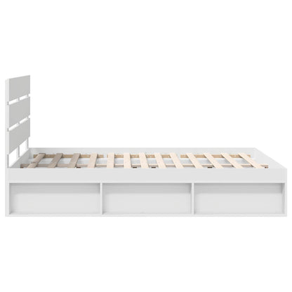 Bed Frame with Headboard White 140 x 190 cm Solid Pine Wood