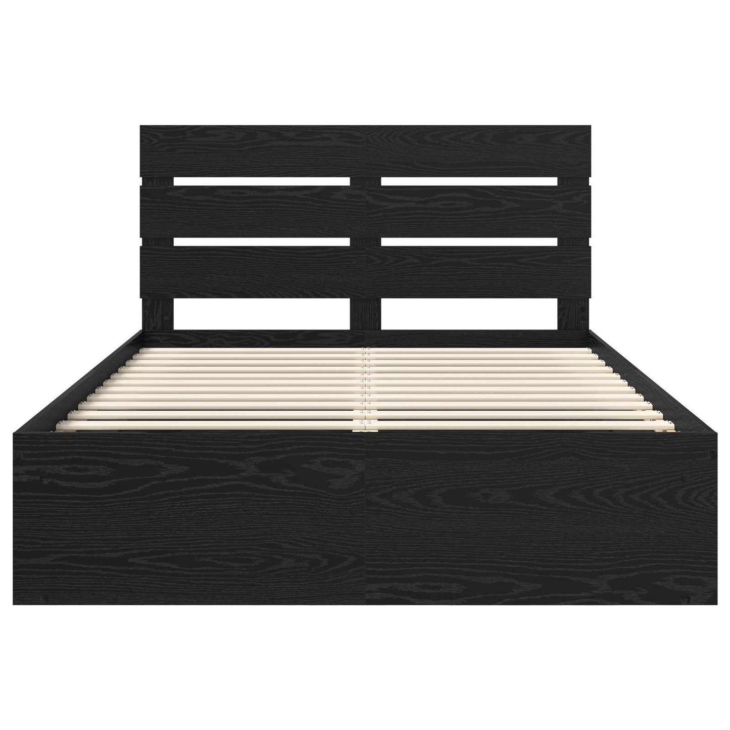 Bed Frame with Headboard Black 140 x 190 cm Solid Pine Wood