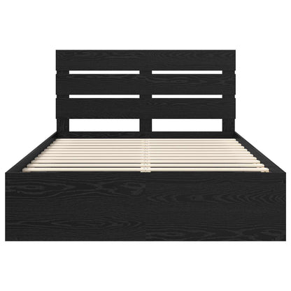 Bed Frame with Headboard Black 140 x 190 cm Solid Pine Wood
