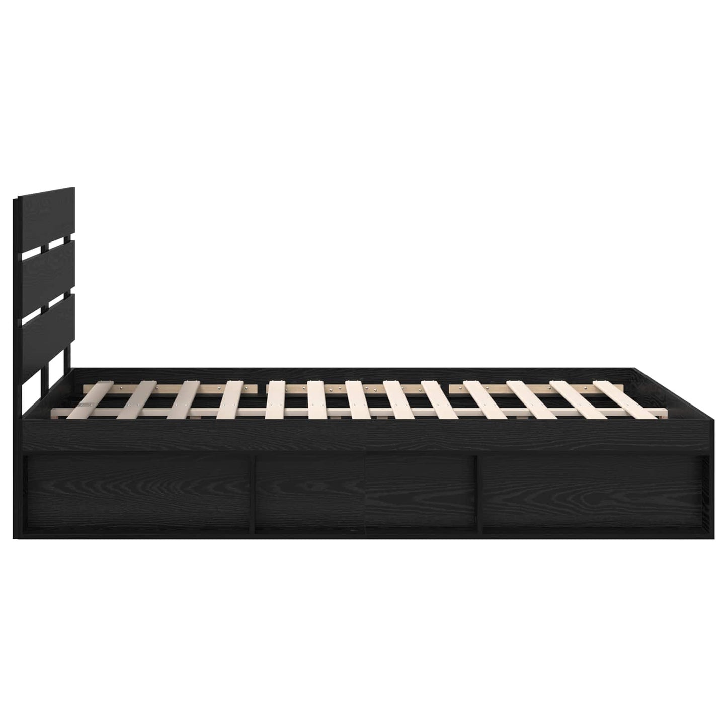 Bed Frame with Headboard Black 140 x 190 cm Solid Pine Wood