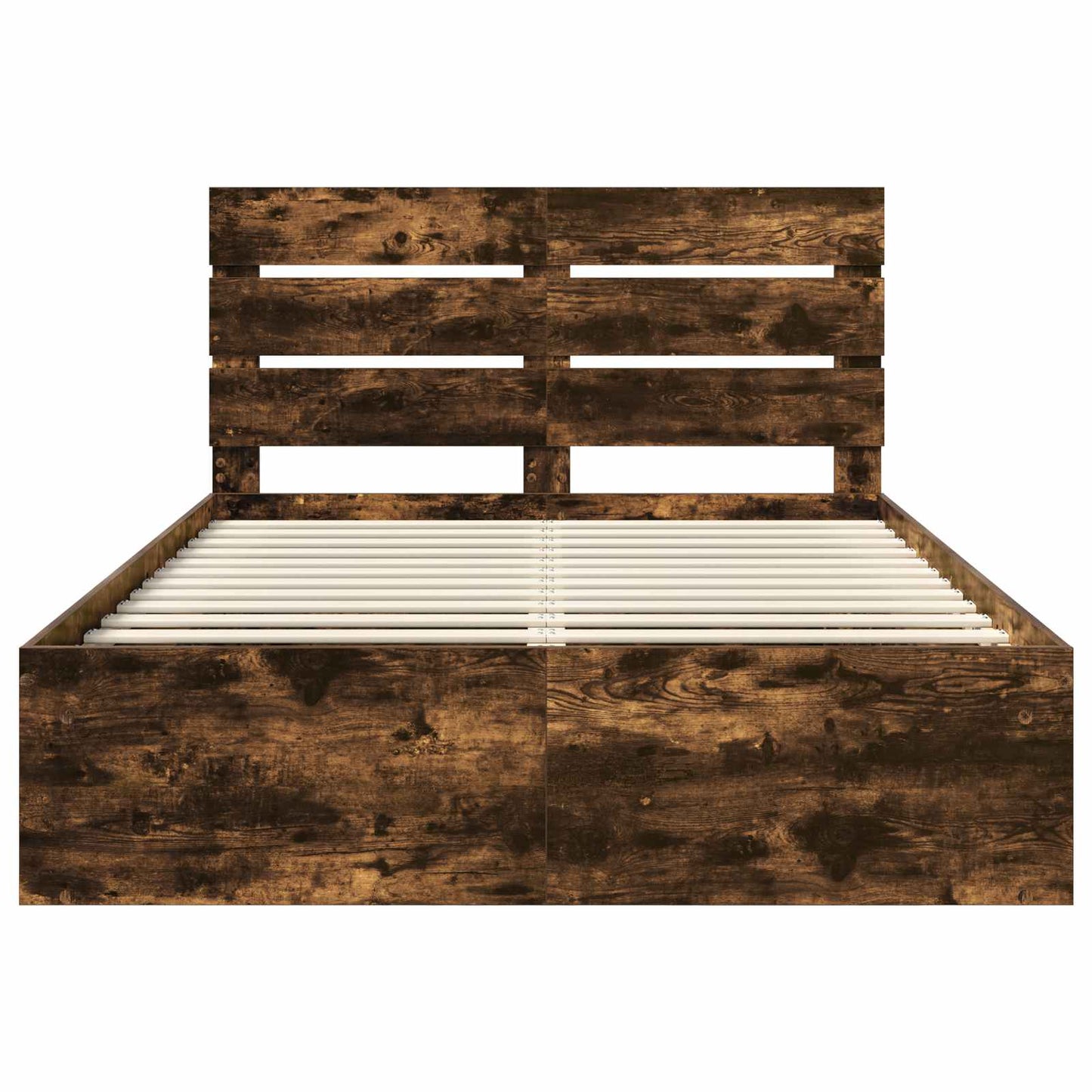 Bed Frame Smoked Oak 140 x 190 cm Solid Pine Wood