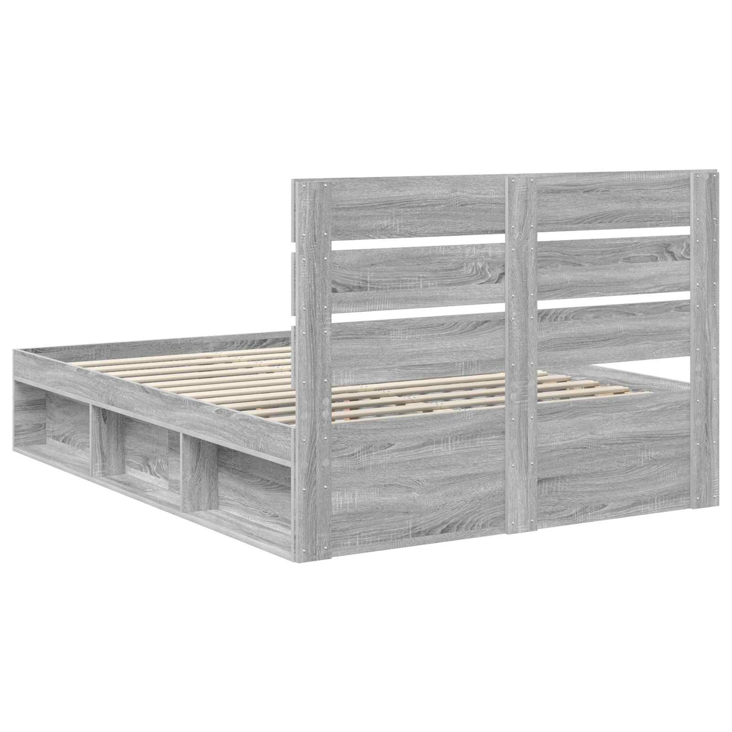 Bed Frame Grey Sonoma 140 x 190 cm Solid Pine Wood