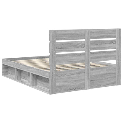 Bed Frame Grey Sonoma 140 x 190 cm Solid Pine Wood