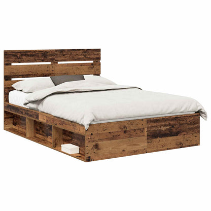 Bed Frame with Headboard Old Wood 140 x 190 cm Solid Pine Wood