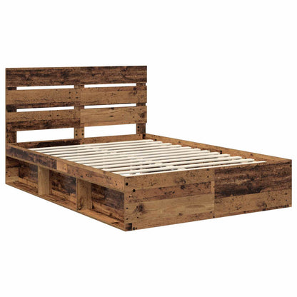 Bed Frame with Headboard Old Wood 140 x 190 cm Solid Pine Wood