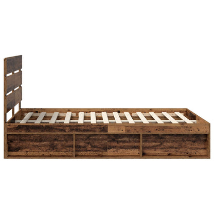 Bed Frame with Headboard Old Wood 140 x 190 cm Solid Pine Wood