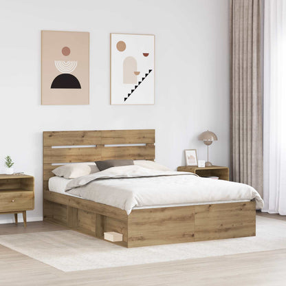 Bed Frame Artisian Oak 140 x 190 cm Solid Pine Wood