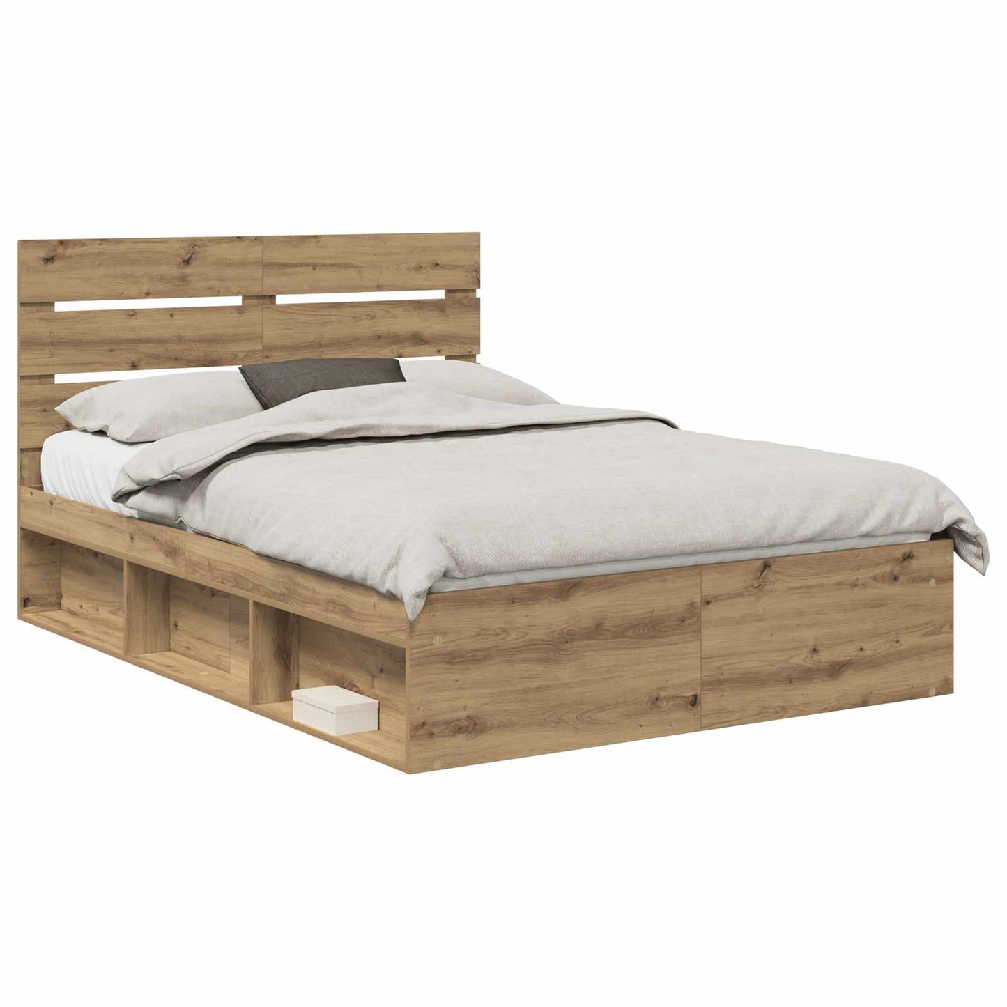Bed Frame Artisian Oak 140 x 190 cm Solid Pine Wood