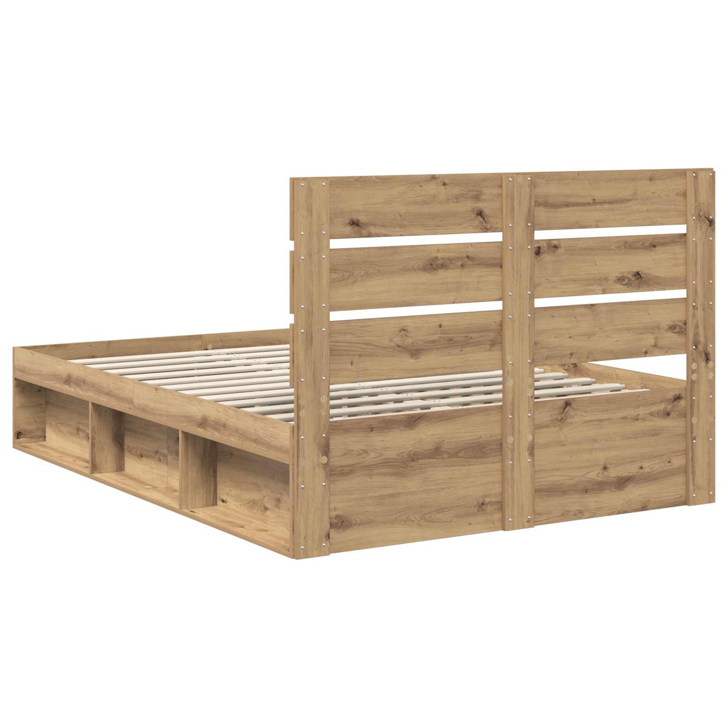 Bed Frame Artisian Oak 140 x 190 cm Solid Pine Wood