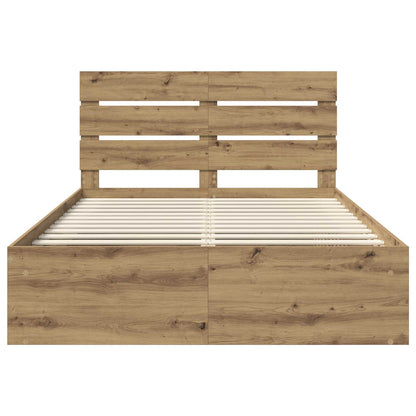 Bed Frame Artisian Oak 140 x 190 cm Solid Pine Wood