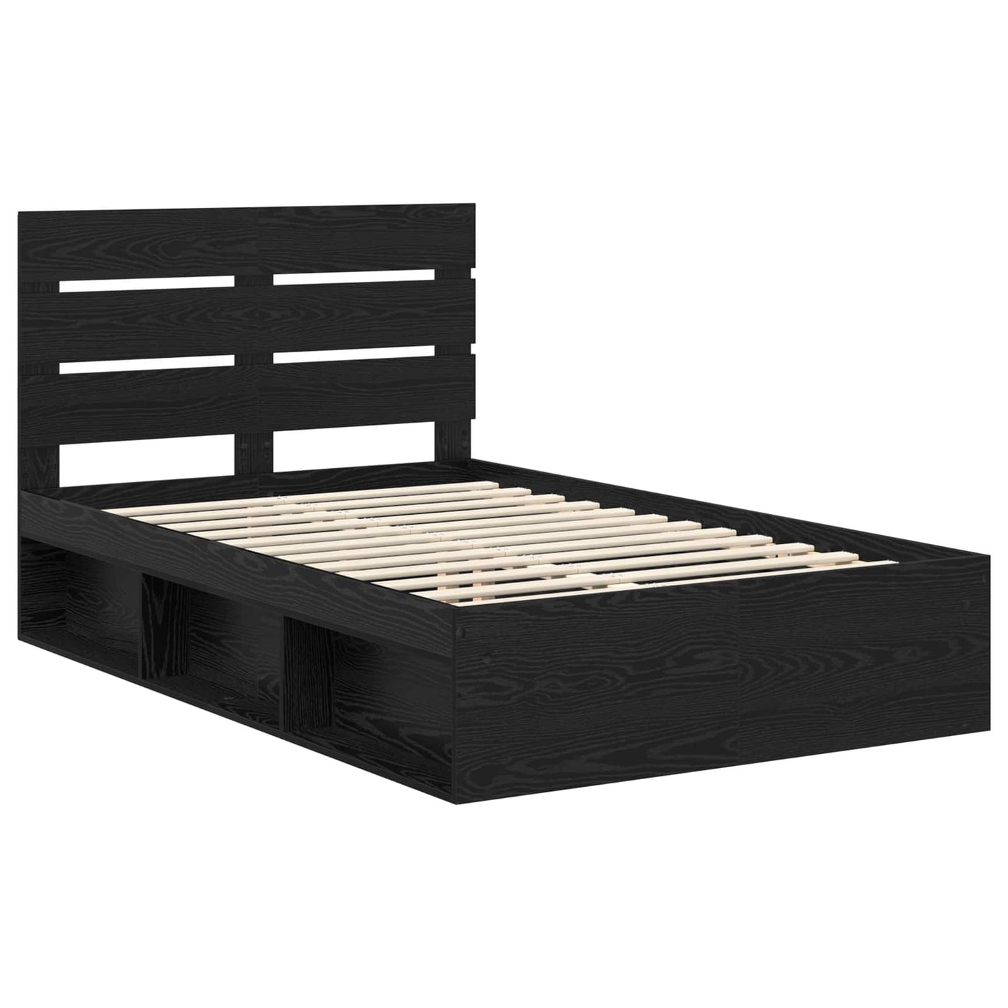 Bed Frame with Headboard Black 135 x 190 cm Solid Pine Wood