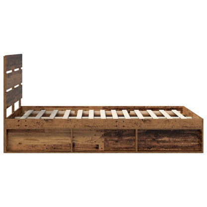 Bed Frame with Headboard Old Wood 135 x 190 cm Solid Pine Wood
