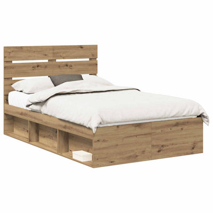 Bed Frame Artisian Oak 135 x 190 cm Solid Pine Wood