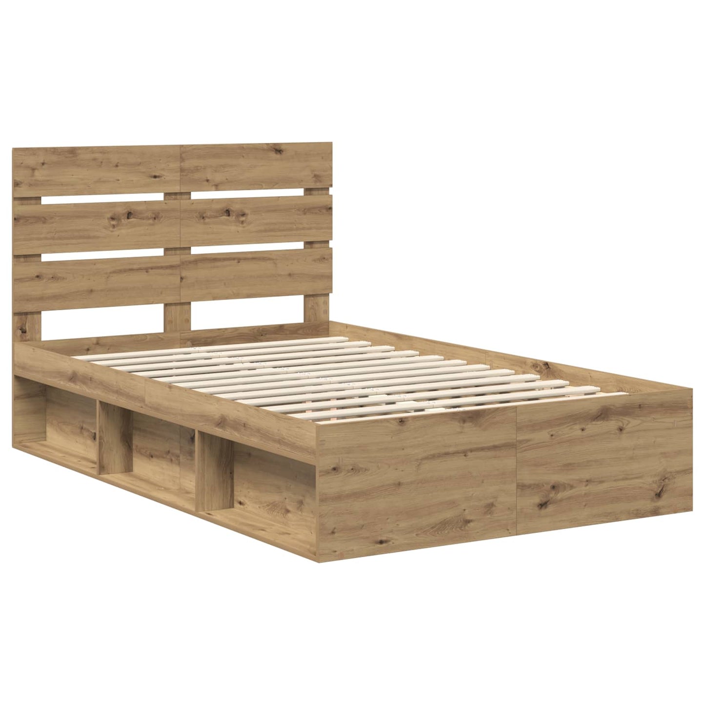 Bed Frame Artisian Oak 135 x 190 cm Solid Pine Wood