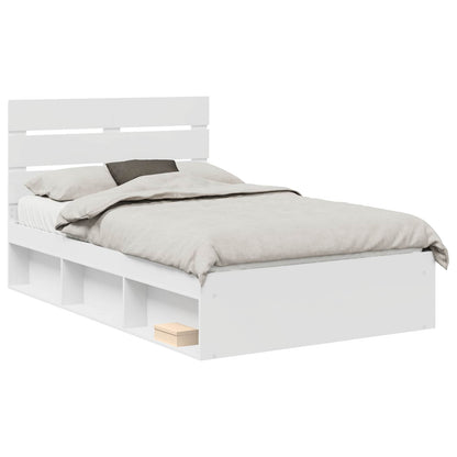 Bed Frame with Headboard White 120 x 200 cm Solid Pine Wood