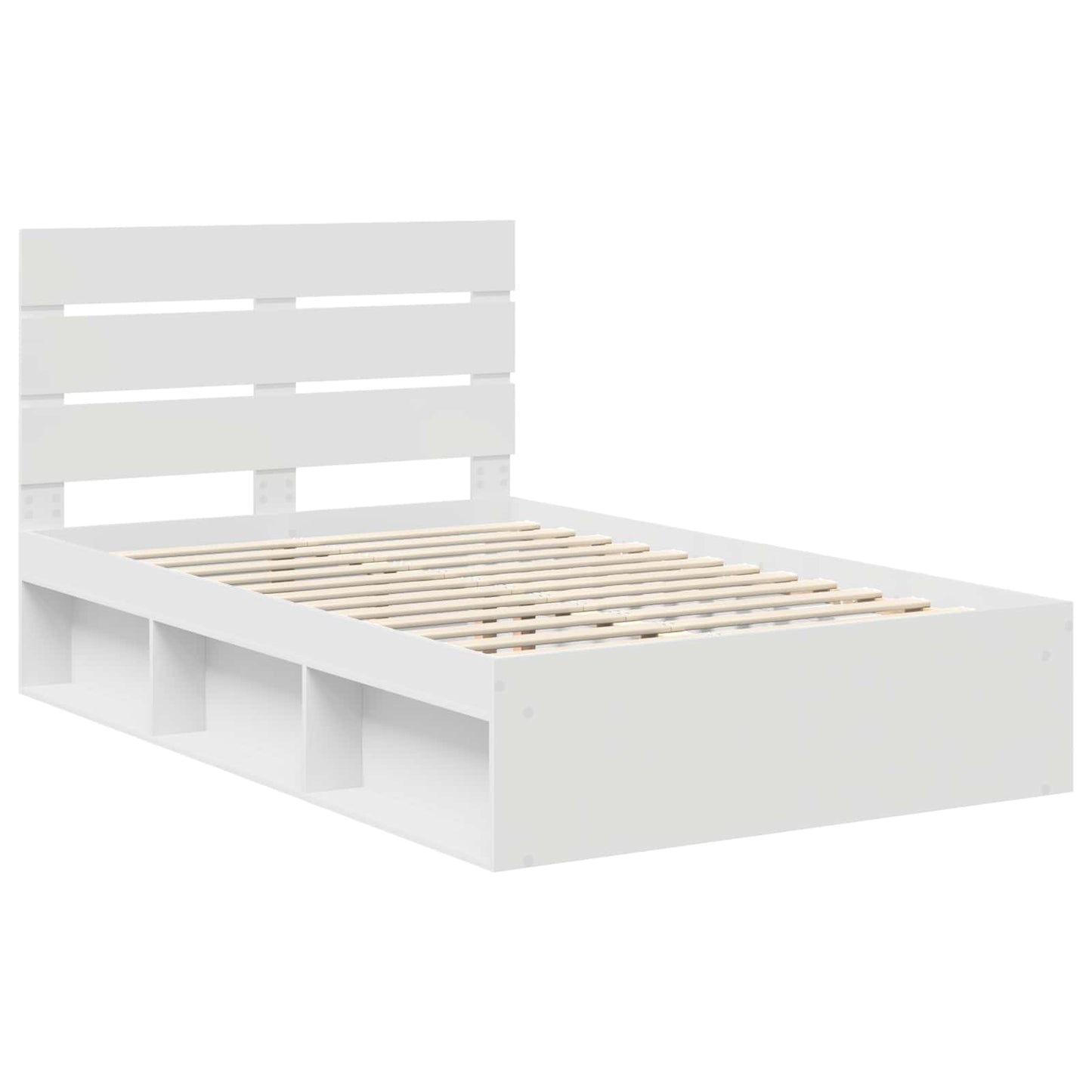 Bed Frame with Headboard White 120 x 200 cm Solid Pine Wood