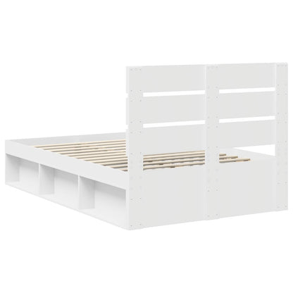Bed Frame with Headboard White 120 x 200 cm Solid Pine Wood