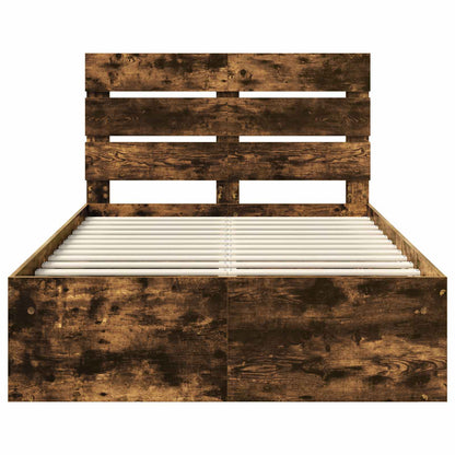 Bed Frame Smoked Oak 120 x 200 cm Solid Pine Wood