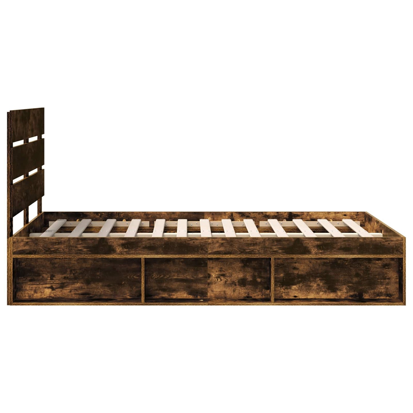 Bed Frame Smoked Oak 120 x 200 cm Solid Pine Wood
