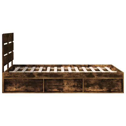 Bed Frame Smoked Oak 120 x 200 cm Solid Pine Wood