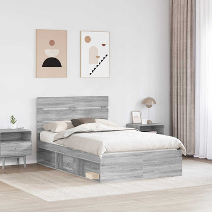 Bed Frame Grey Sonoma 120 x 200 cm Solid Pine Wood