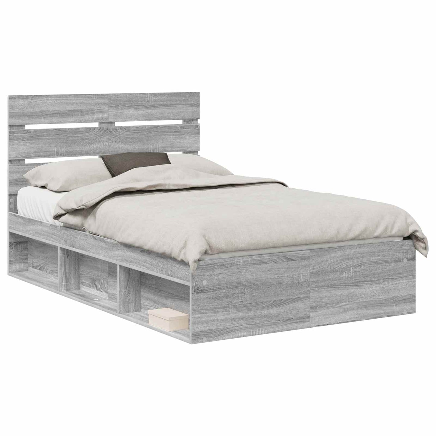Bed Frame Grey Sonoma 120 x 200 cm Solid Pine Wood