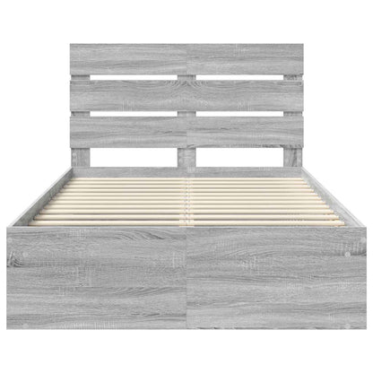 Bed Frame Grey Sonoma 120 x 200 cm Solid Pine Wood