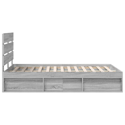 Bed Frame Grey Sonoma 120 x 200 cm Solid Pine Wood