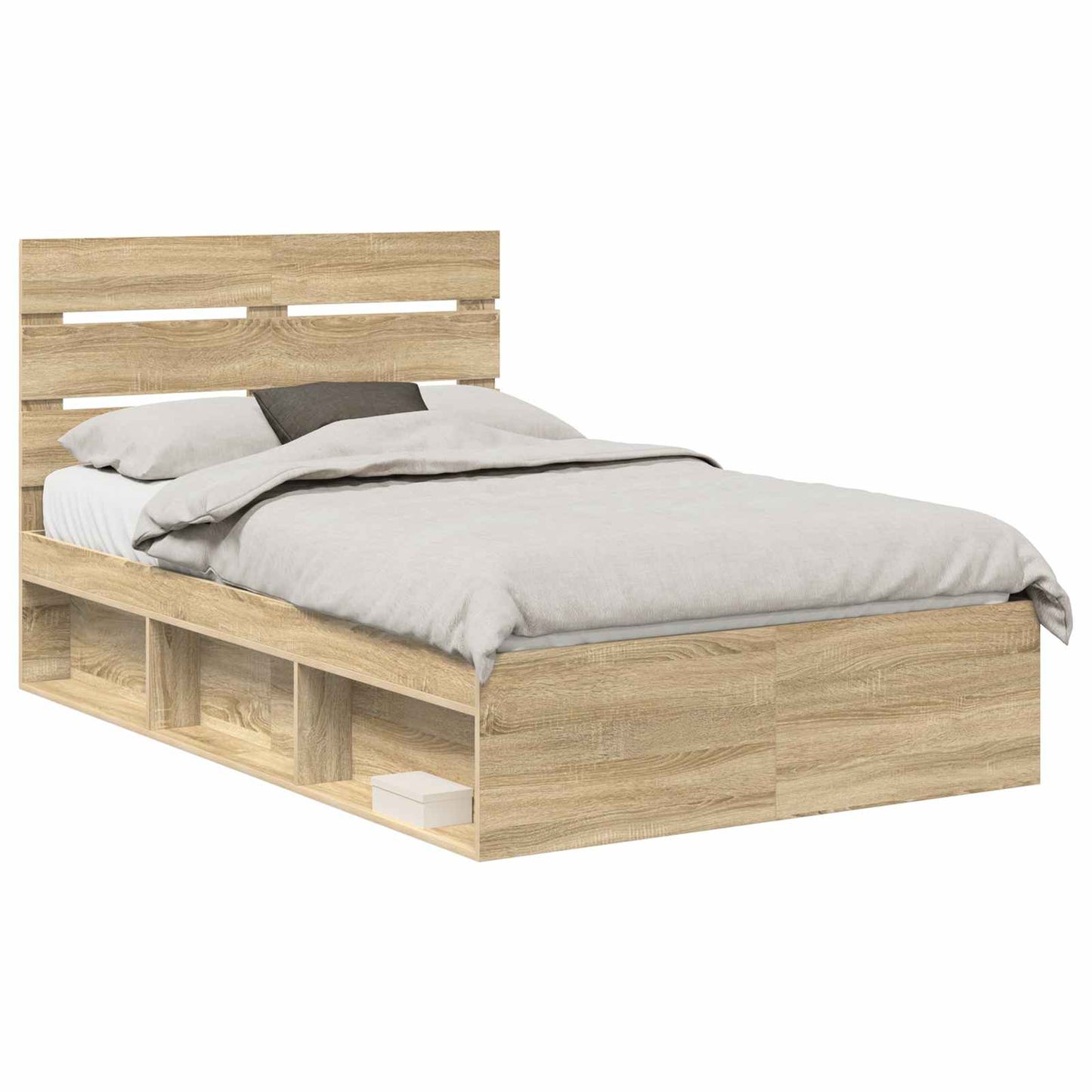 Bed Frame with Headboard Sonoma 120 x 190 cm Solid Pine Wood