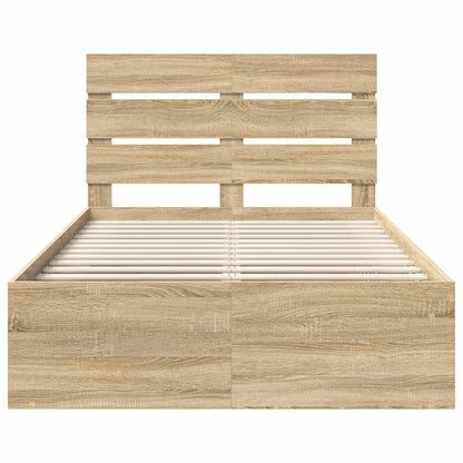 Bed Frame with Headboard Sonoma 120 x 190 cm Solid Pine Wood