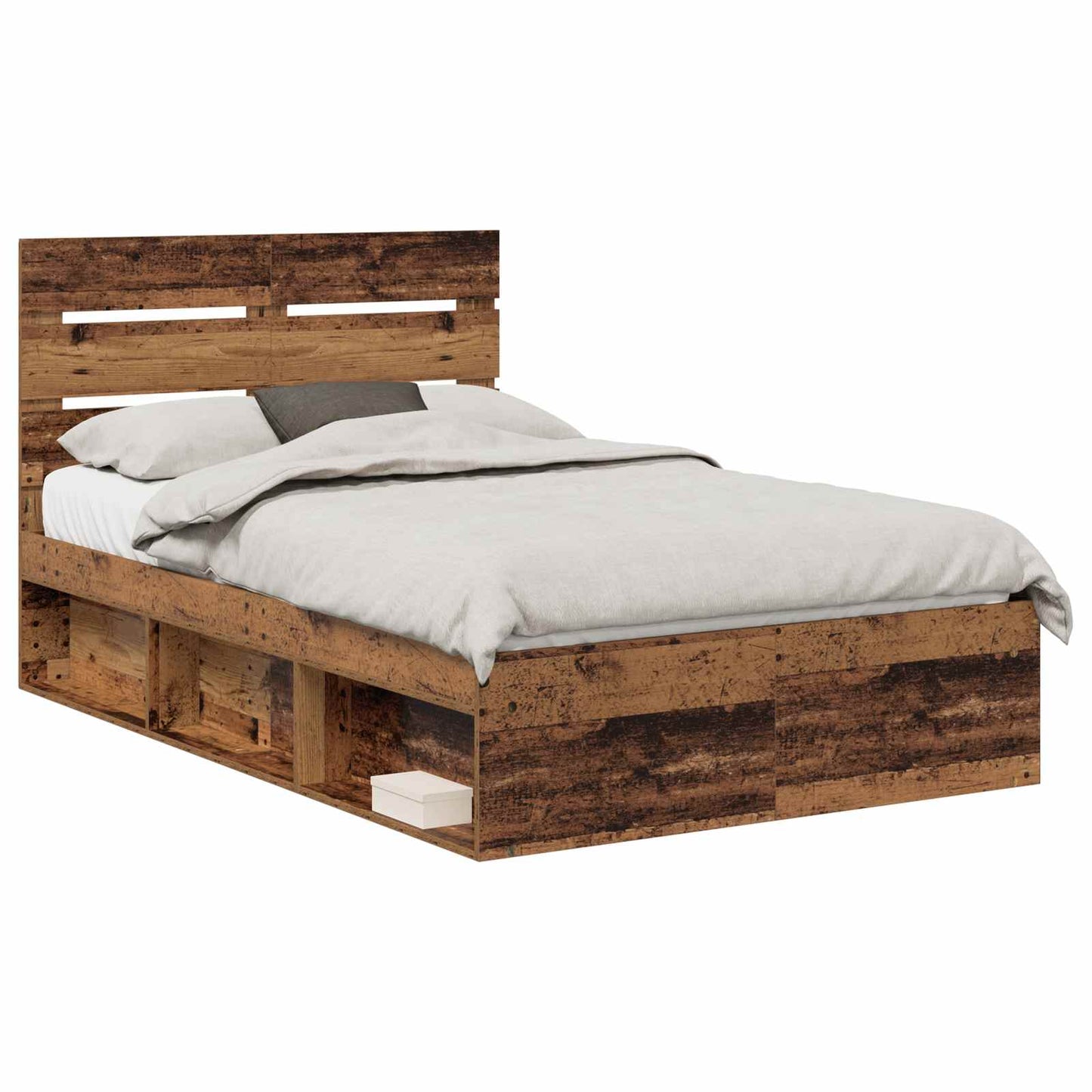 Bed Frame with Headboard Old Wood 120 x 190 cm Solid Pine Wood