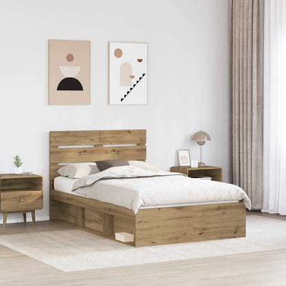 Bed Frame Artisian Oak 120 x 190 cm Solid Pine Wood