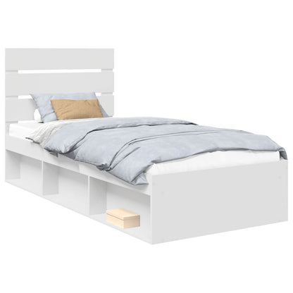 Bed Frame with Headboard White 100 x 200 cm Solid Pine Wood