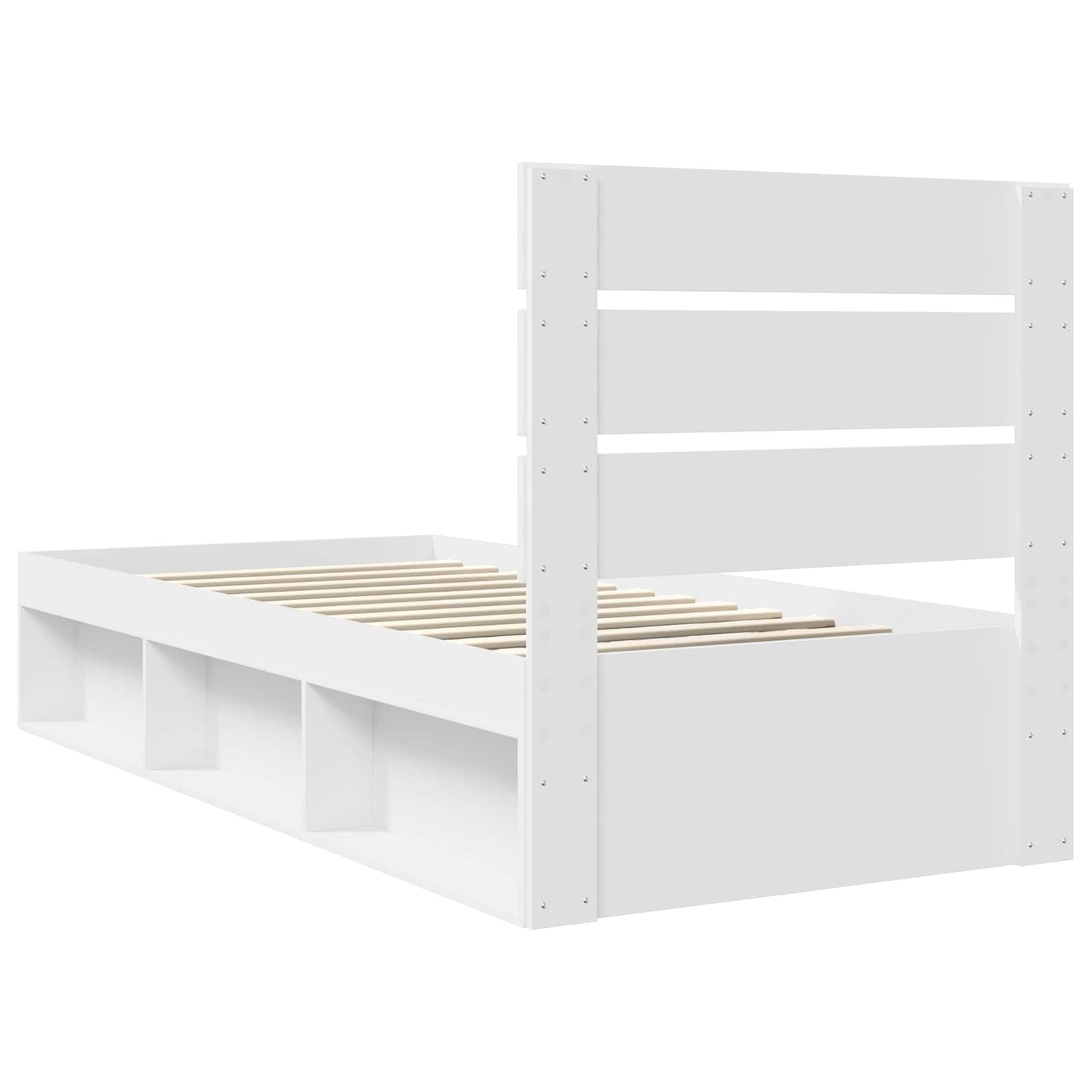 Bed Frame with Headboard White 100 x 200 cm Solid Pine Wood