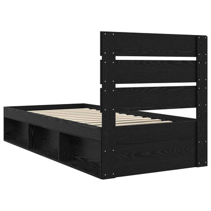 Bed Frame with Headboard Black 100 x 200 cm Solid Pine Wood