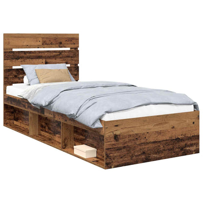 Bed Frame with Headboard Old Wood 100 x 200 cm Solid Pine Wood