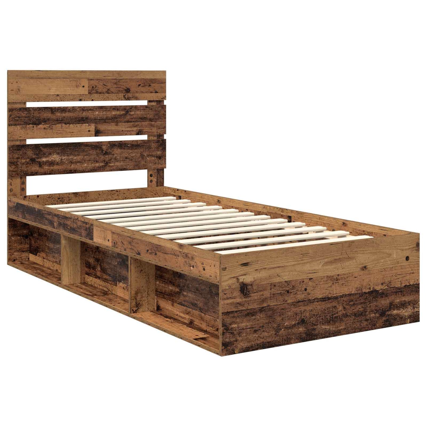 Bed Frame with Headboard Old Wood 100 x 200 cm Solid Pine Wood