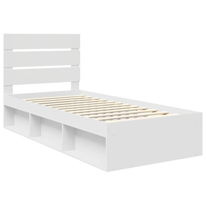 Bed Frame with Headboard White 90 x 200 cm Solid Pine Wood