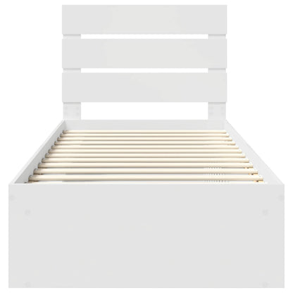 Bed Frame with Headboard White 90 x 200 cm Solid Pine Wood