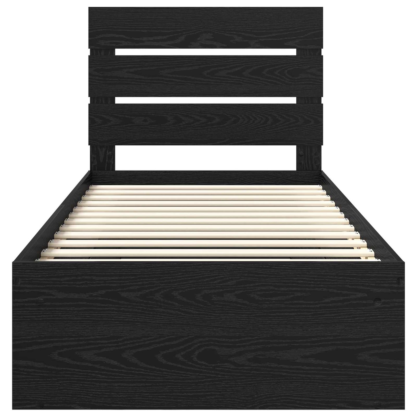 Bed Frame with Headboard Black 90 x 200 cm Solid Pine Wood