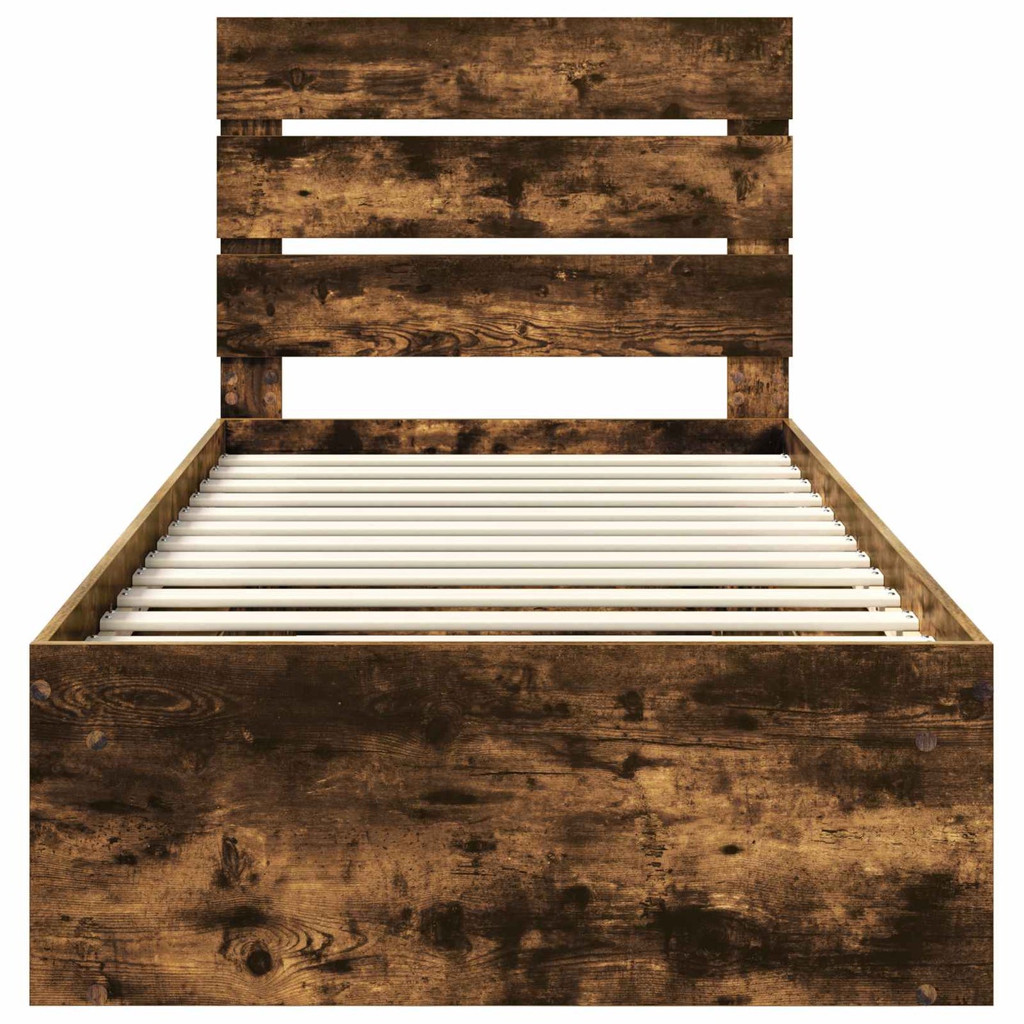 Bed Frame with Headboard Smoked Oak 90 x 200 cm Solid Pine Wood